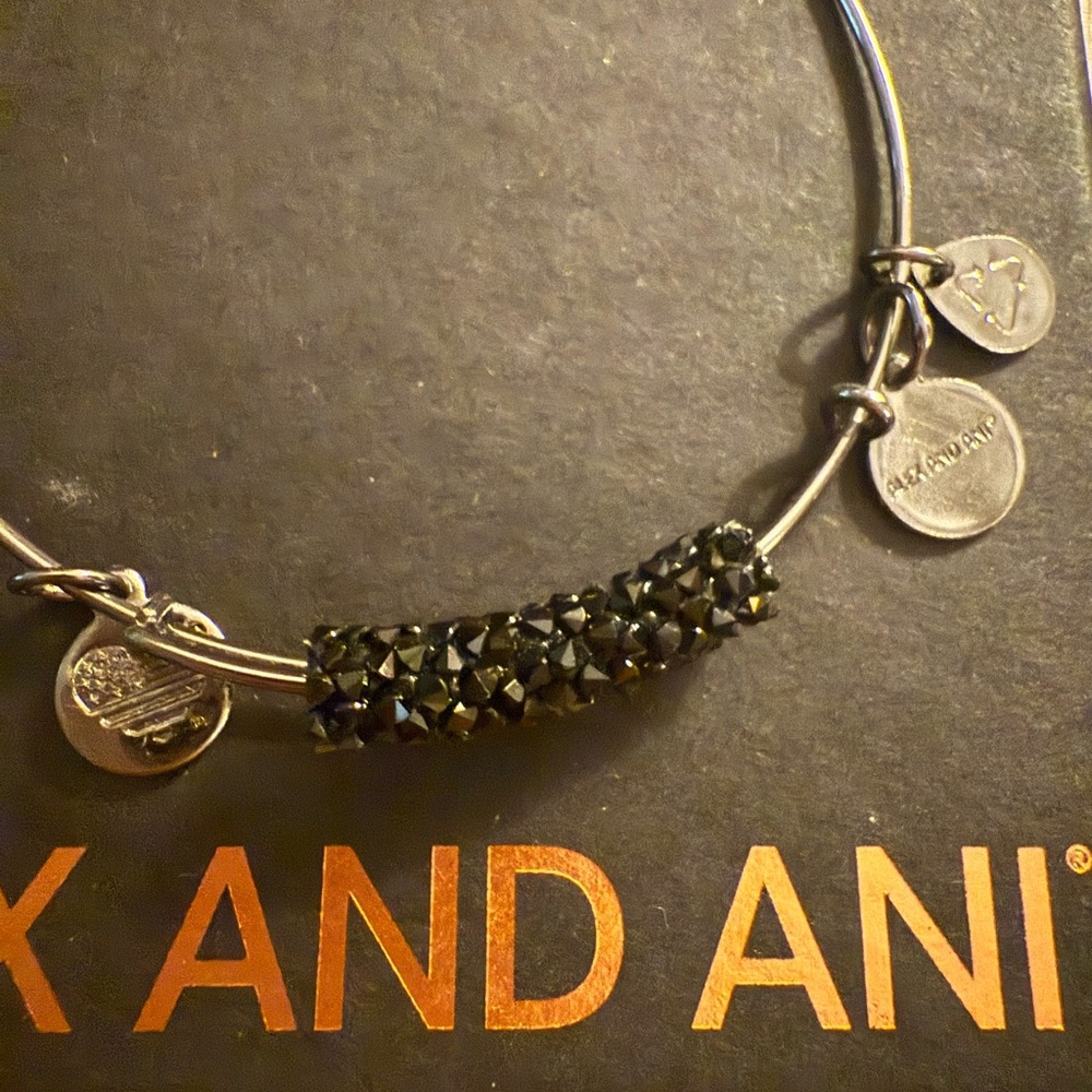 ⭐️ Alex and Ani: Silver Bracelet with Black Beads - Picture 2 of 2